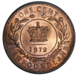 Newfoundland. Victoria Cent 1872-H MS65 Red and Brown PCGS