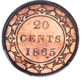 Newfoundland. Victoria Specimen "Plain Edge" 20 Cents 1865 SP63 PCGS