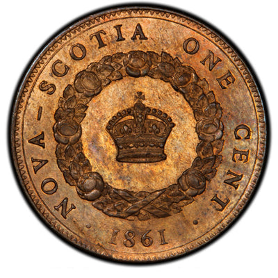 Nova Scotia. Victoria bronze Pattern Cent 1861 MS60 Red and Brown PCGS
