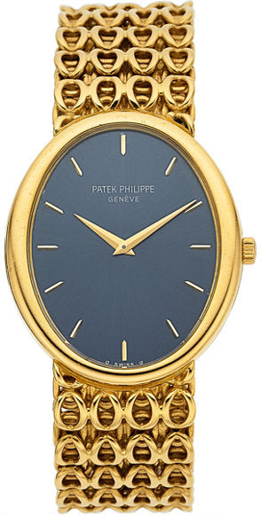 Patek Philippe Ref. 3598-1 Gold Oval Watch With Heavy Link Band, circa 1970