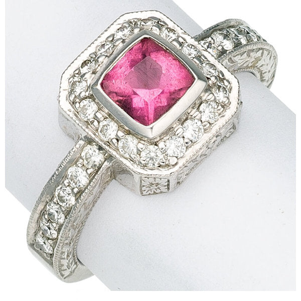Pink Tourmaline, Diamond, White Gold Ring, Penny Preville