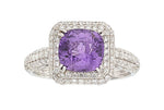 Pinkish Purple Sapphire, Diamond, White Gold Ring