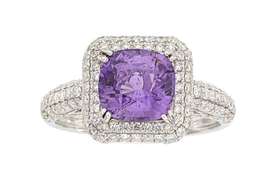 Pinkish Purple Sapphire, Diamond, White Gold Ring