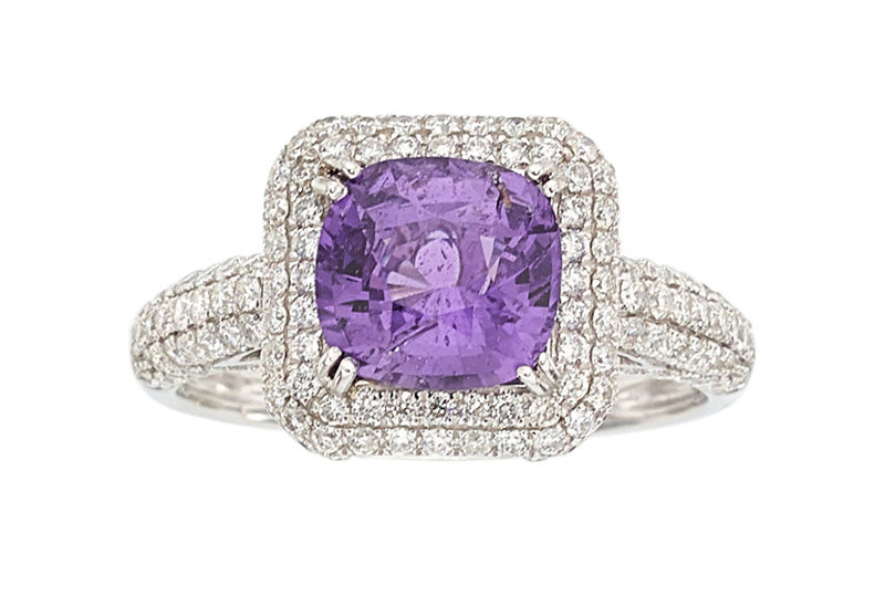 Pinkish Purple Sapphire, Diamond, White Gold Ring