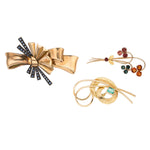 Retro Multi-Stone, Gold, Silver-Topped Gold Brooches