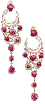 Ruby, Diamond, Rose Gold Earrings