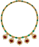 Ruby, Emerald, Diamond, Gold Necklace
