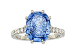 Sapphire Intaglio, Diamond, Platinum Ring, Carvin French