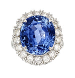 Sapphire, Diamond, White Gold Ring