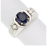 Sapphire, Diamond, White Gold Ring