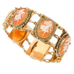 Shell Cameo, Glass, Gold Bracelet