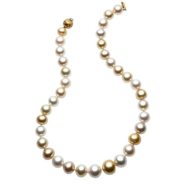 South Sea Cultured Pearl, Diamond, Gold Necklace