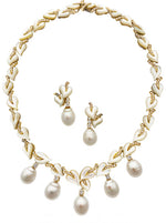 South Sea Cultured Pearl, Diamond, Mother-of-Pearl, Gold Jewelry Suite, Trio