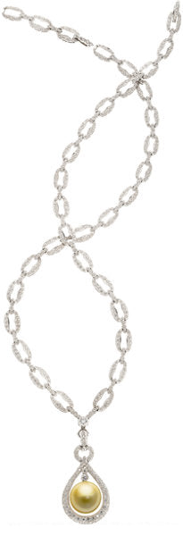 South Sea Cultured Pearl, Diamond, White Gold Necklace