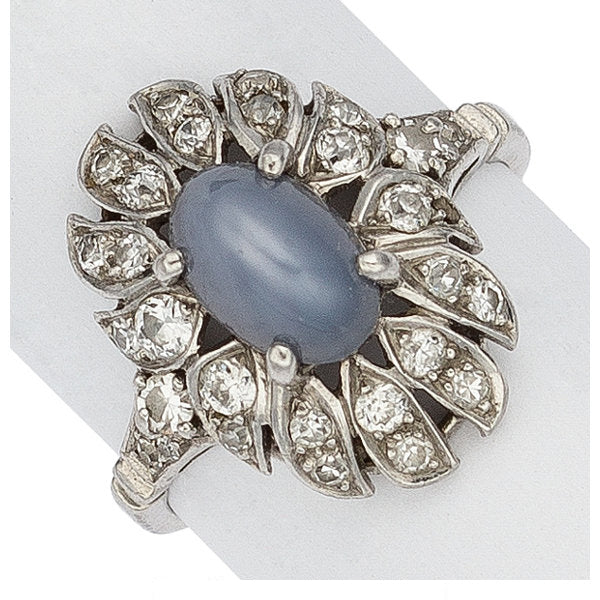 Star Sapphire, Diamond, Platinum Ring