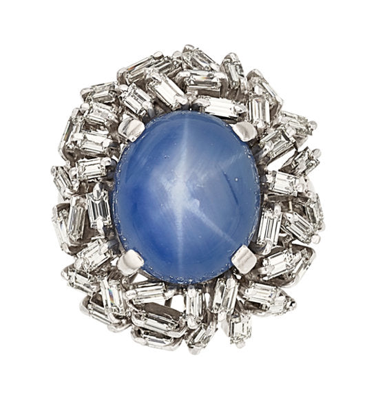 Star Sapphire, Diamond, White Gold Ring