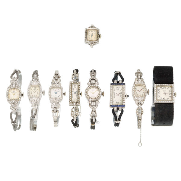 Swiss Lady's Diamond, Synthetic Sapphire, Platinum, White Gold, Palladium Watches for Parts