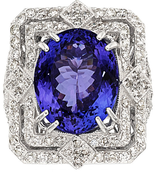 Tanzanite, Diamond, White Gold Ring