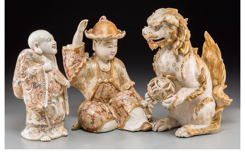 Three Japanese Satsuma Figures, Meiji-Taisho Periods