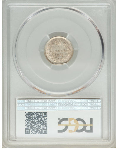 Victoria "Crosslet 4" 5 Cents 1874-H MS64 PCGS