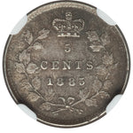 Victoria "Large 5" 5 Cents 1885 MS63 NGC