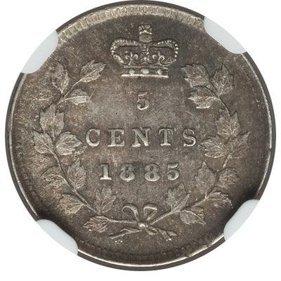 Victoria "Large 5" 5 Cents 1885 MS63 NGC