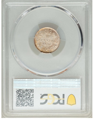 Victoria "Small 6" 10 Cents 1886 AU58 PCGS