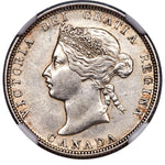 Victoria "Wide 0" 25 Cents 1880-H AU58 NGC