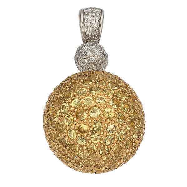 Yellow Sapphire, Diamond, Gold Pendant